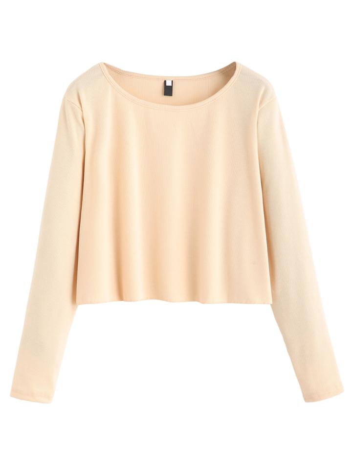 Shein Apricot Drop Shoulder Crop Top