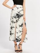 Shein Leaf Print M-slit Skirt