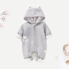 Shein Baby Pom Pom Detail Cartoon Embroidered Hooded Jumpsuit