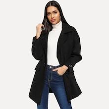 Shein Solid Button Decoration Coat