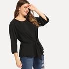 Shein Plus Knot Front Solid Tee