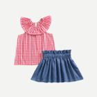 Shein Girls Plaid Top With Skirt