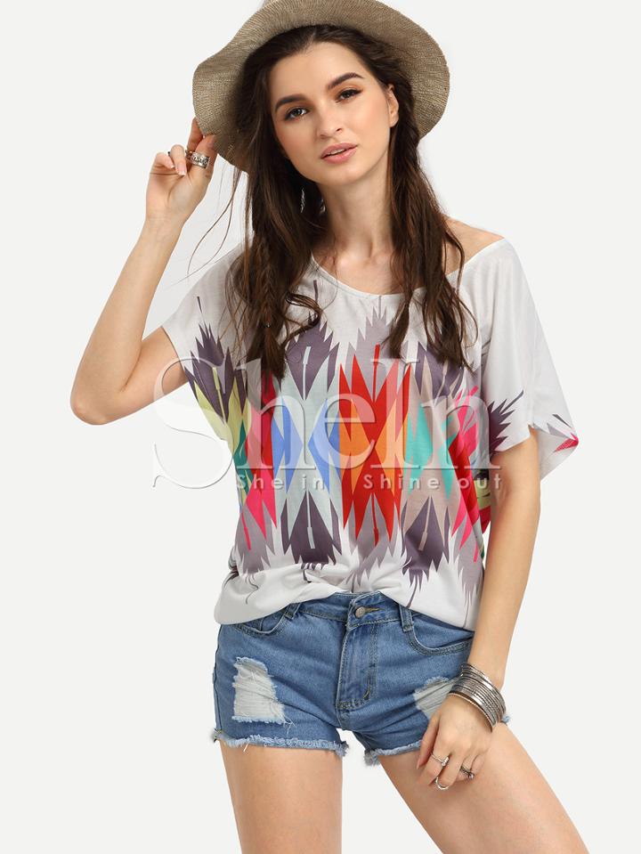 Shein Multicolor Geometric Print T-shirt