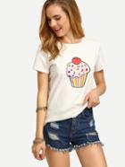 Shein White Print Short Sleeve T-shirt
