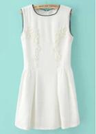 Rosewe Laconic Round Neck Solid White Tank Dress For Woman
