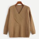 Shein V Neck Solid Fuzzy Sweater