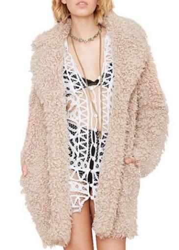 Rosewe Fashionable Long Sleeve Turndown Collar Light Tan Coat