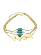 Shein Gold Multi Layers Bangles Chain With Blue Beads Triangle Shape Arm Bracelets