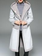 Shein Grey Pockets Shift Hooded Coat