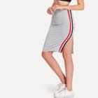 Shein Striped Tape Split Side Skirt