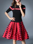 Shein Black Knit Striped Combo Dress