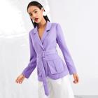 Shein Dual Flap Pocket Front Belted Blazer