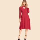 Shein Button Placket V Neck Dress