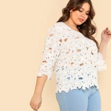 Shein Plus Cut Out Floral Lace Top
