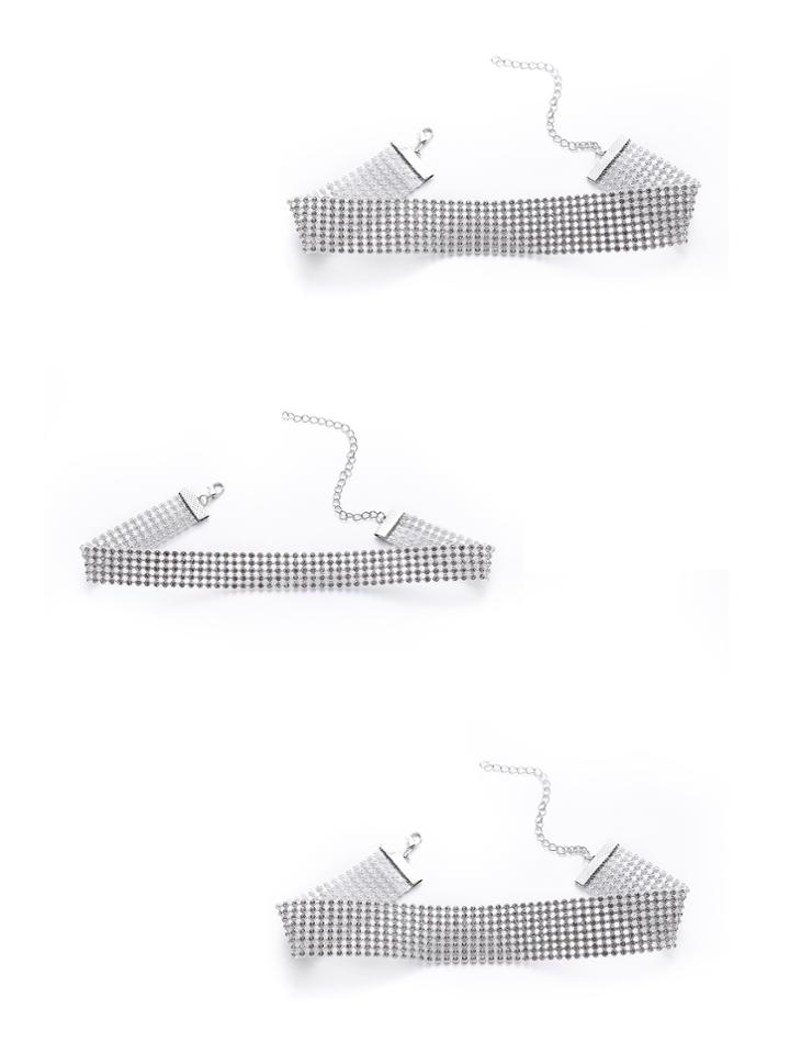 Shein Rhinestone Design Wide Choker Set