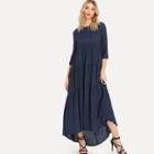Shein Pleated Panel High Low Dress