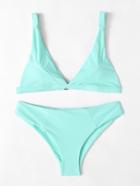 Shein Adjustable Straps Plain Bikini Set