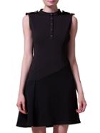 Shein Black Crew Neck Color Block A-line Dress
