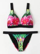 Shein Flower Print High Leg Bikini Set