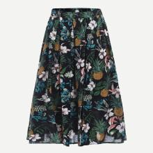 Shein Pineapple & Tropical Print Skirt
