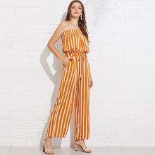 Shein Shirred Striped Cami Top & Palazzo Pants Set