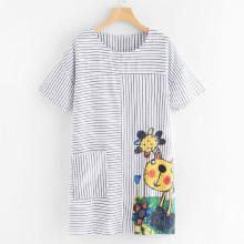 Shein Cartoon Print Stripe Dress