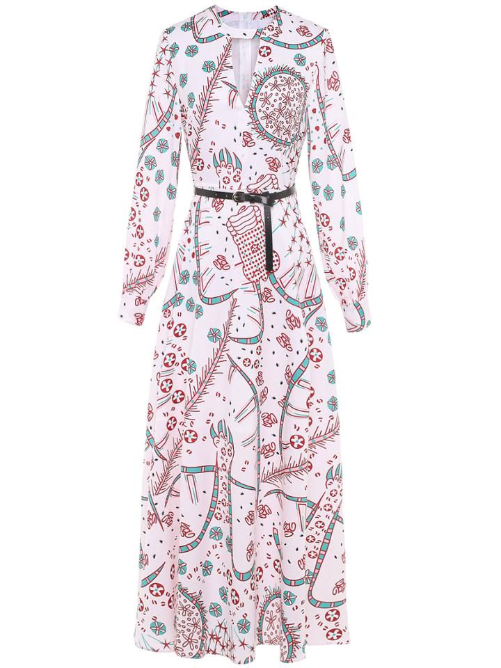 Shein Choker Neck Print Belted Dress