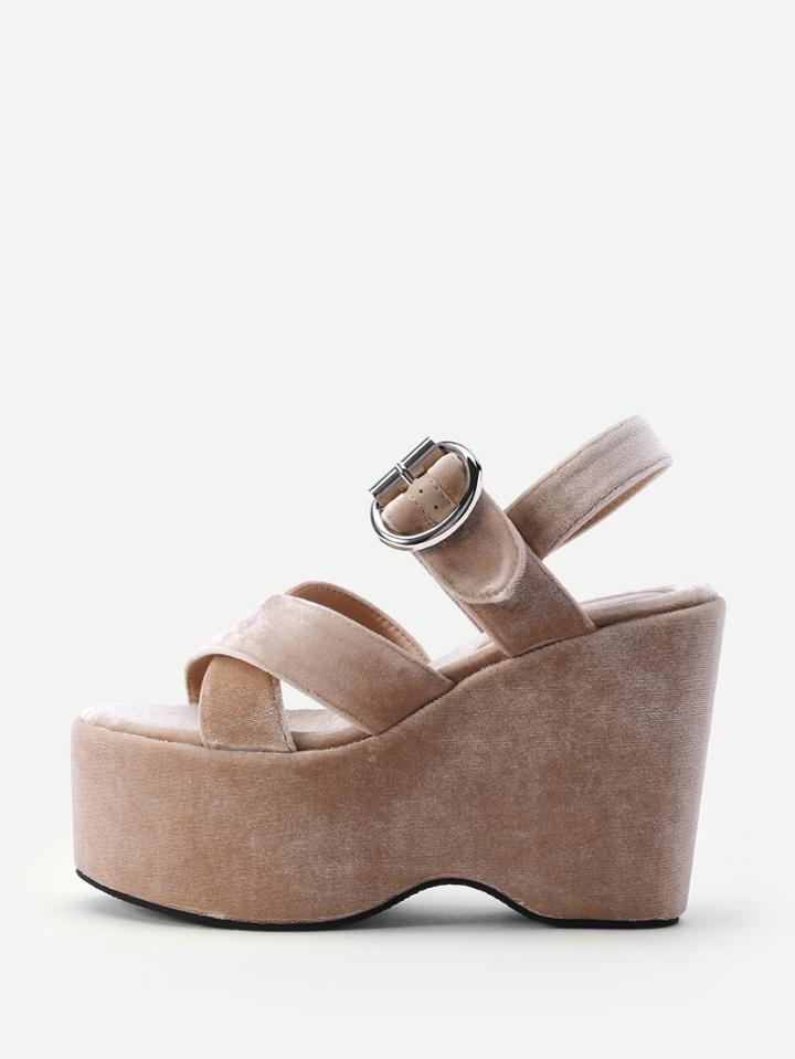 Shein Criss Cross Strappy Wedge Sandals
