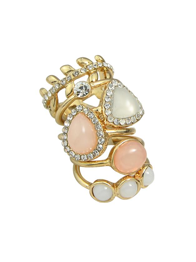 Shein (6 Pcs)rhinestone Metal Midi Fingers Rings