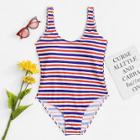 Shein Multi Color Striped Low Back Swimsuit