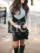 Shein Grey Black Color Blcok T-shirt Dress
