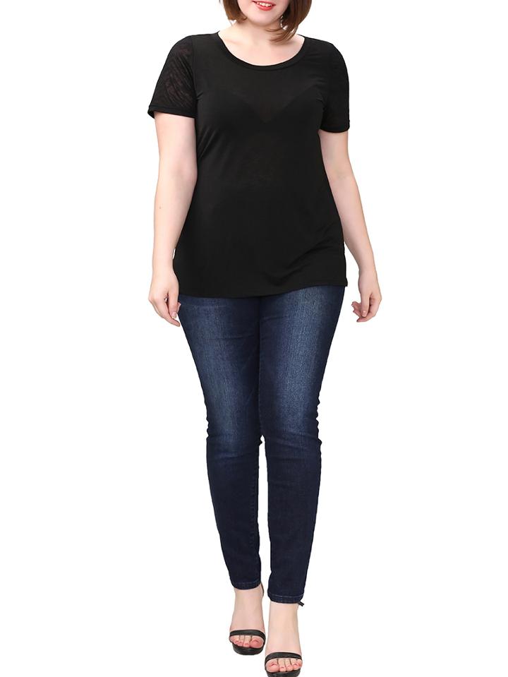 Shein Black Round Neck Plus T-shirt