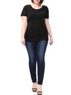 Shein Black Round Neck Plus T-shirt