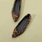 Shein Suede Leopard Print Point Toe Flats