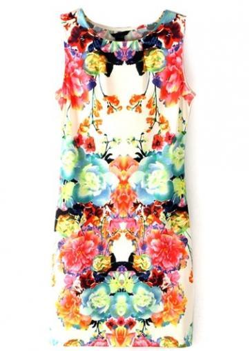 Rosewe Novelty Round Neck Sleeveless Printed Dress For Female