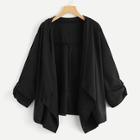 Shein Plus Gathered Sleeve Open Front Coat