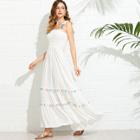 Shein Tasseled Tie Shoulder Smocked Dress