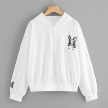 Shein Plus Rabbit Embroidered Hooded Sweatshirt