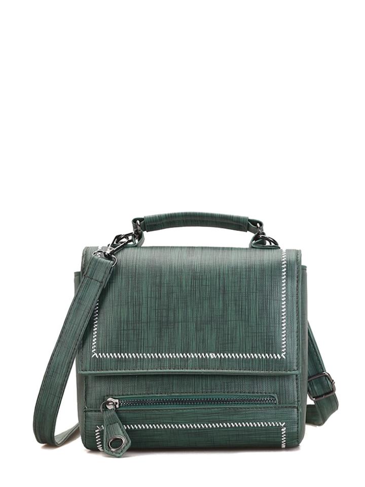 Shein Contrast Stitching Pu Flap Bag