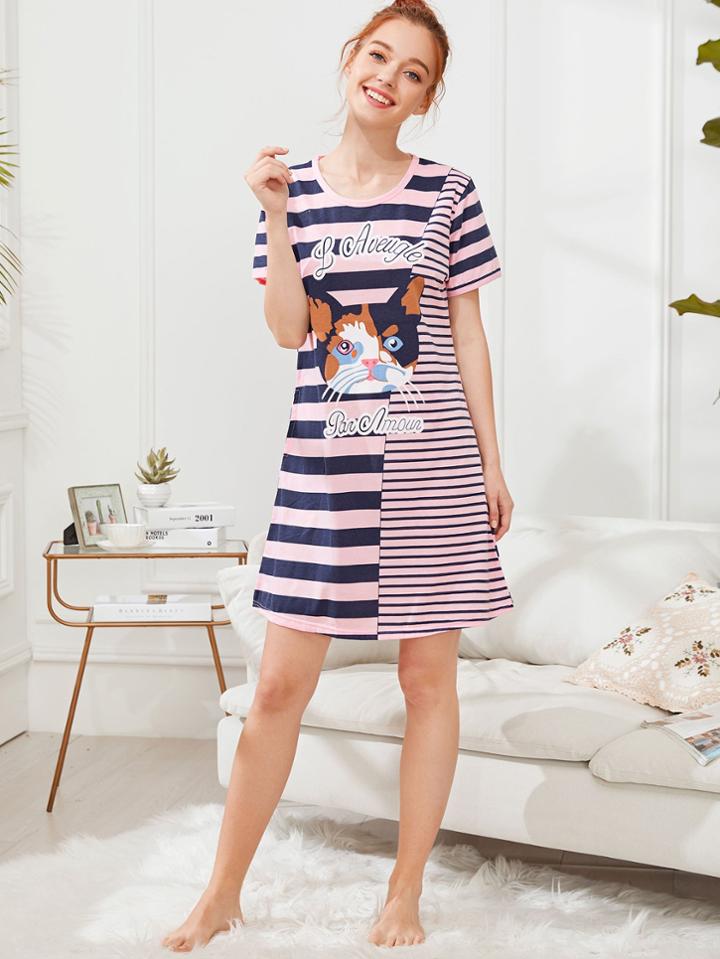 Shein Animal Print Striped Dress