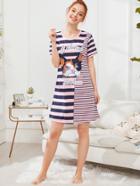 Shein Animal Print Striped Dress