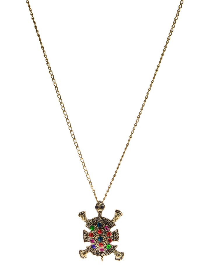 Shein Multicolor Diamond Tortoise Pendant Necklace