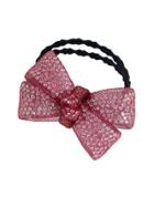 Shein Red Color Trendy Multicolors Rhinestone Bow Elastic Hair Rope