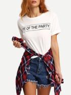 Shein Letter Print Rolled Sleeve T-shirt