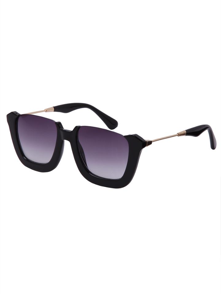 Shein Black Half-frame Square Lenses Sunglasses