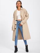 Shein Trench Coat With Letter Embroidered Belt