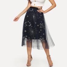 Shein Mesh Cartoon Print Skirt
