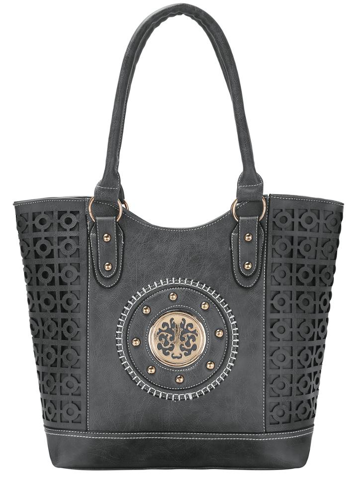 Shein Grey Pu Stud Perforated Tote Bag