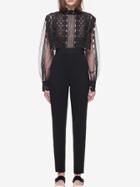 Shein Black Lantern Sleeve Lace Crochet Jumpsuit