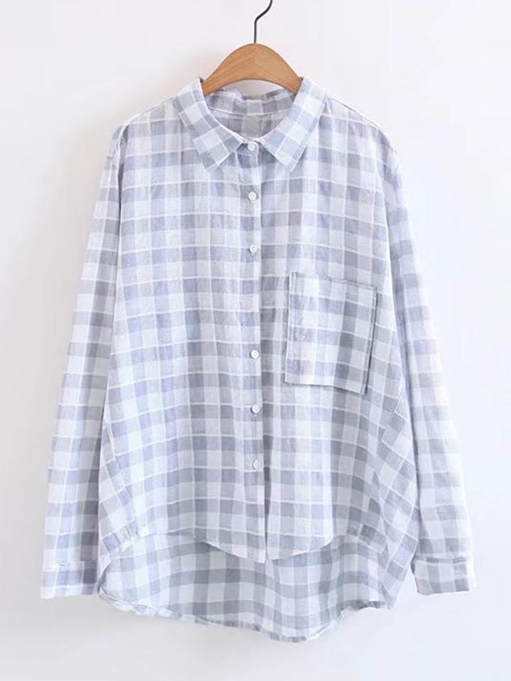 Shein High Low Gingham Blouse